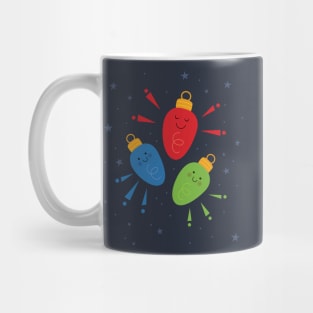 Trio of Playful Christmas Light Bulbs Mug